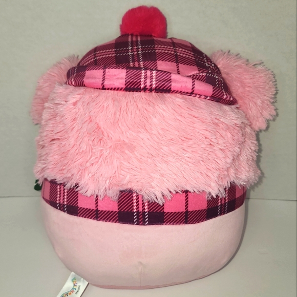 🎄 BRINA 🐾Pink Bigfoot w/Plaid Hat & Scarf Christmas 2023 Original Squishmallow - Picture 7 of 9